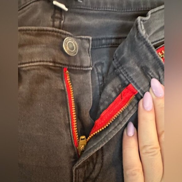Etienne Marcel Distressed Grey Jeans w/ Red Zipper Detail – Size 29 - Picture 7 of 16